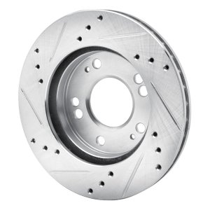 Chrysler SEBRING Brake Rotor (1) - Front Right - R1 Concepts - Drilled & Slotted - Silver - `90-`05
